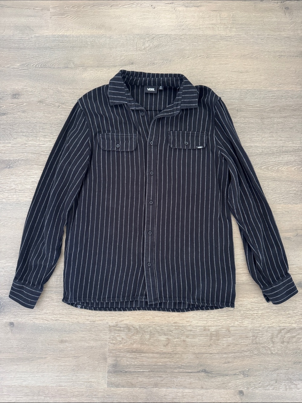 Vans Men’s Long Sleeve Button Down Striped Collared Shirt